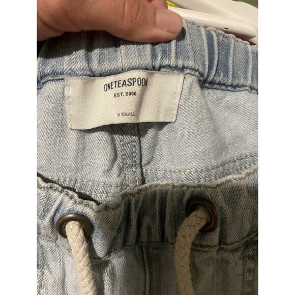 One Teaspoon Jeans Womens XS Shabbies Drawstring Boyfriend Distressed Light Wash - Picture 8 of 10